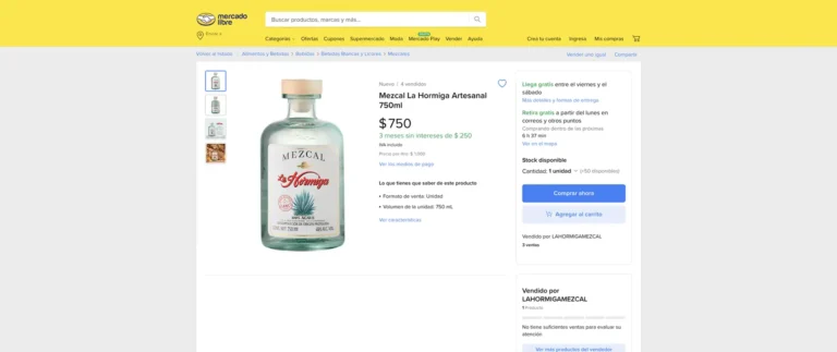 MEZCAL LA HORMIGA EN MERCADO LIBRE